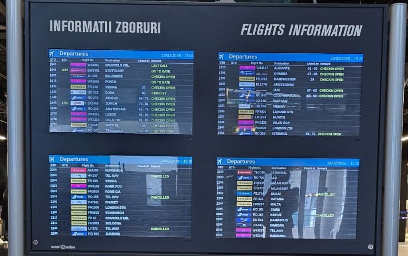 A fost o zi tensionată pe aeroporturile din București, după ce autoritățile au anunțat anularea a 23 de zboruri programate pentru joi, operațiuni care afectează conexiunile către și dinspre Israel, Siria, Qatar și Dubai