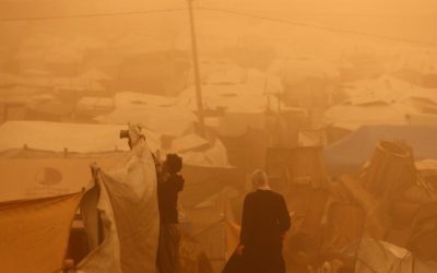 Furtună de nisip în Gaza distruge adăposturile improvizate