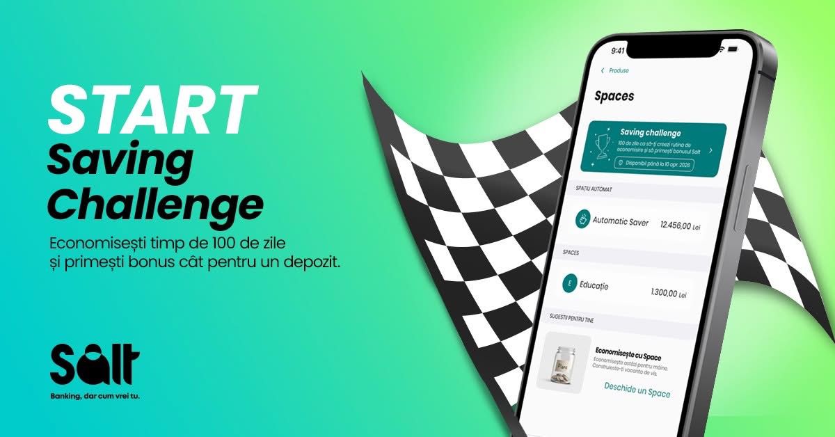 Salt Bank împlinește doi ani de activitate și aniversează această etapă prin lansarea unei noi inițiative în domeniul economisirii: provocarea de economii zilnice, cu bonusuri pentru clienții care adoptă obiceiul de a economisi constant