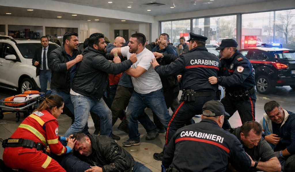 Bătaie generală ca-n filme într-un dealer auto din Italia: români și asiatici, scandal uriaș