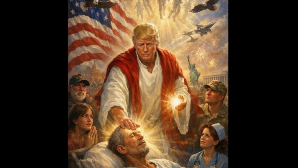 Trump, poză SF cu el Isus: „Eram doctor, Crucea Roșie!”