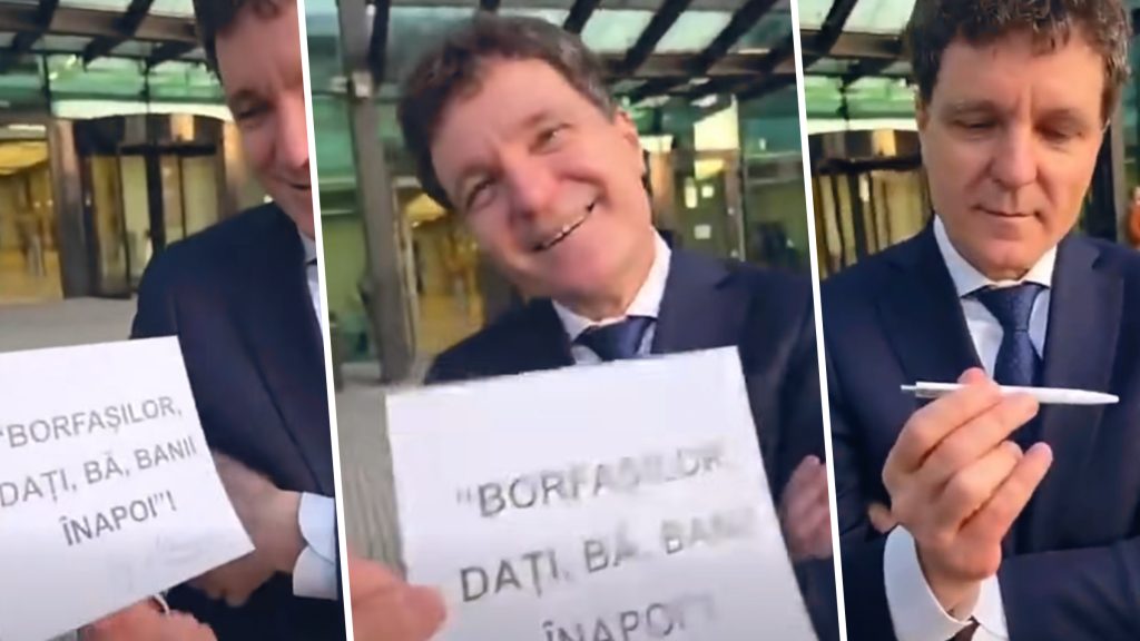Ceaușescu versus Nicușor Dan: Protestatarul, cu bilețelul „borfașilor, dați banii”