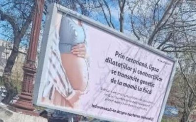 Panouri cu informații false despre cezariană în București, denunțate de USR