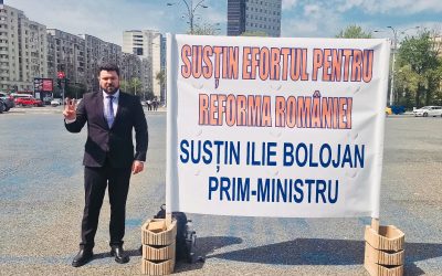 Loghin (PNL), primar din Rădăuți, la București pentru Bolojan, în Piața Victoriei