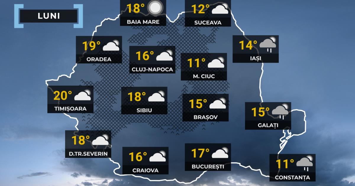 Vremea extremă pe 13 aprilie: România, de la -3 grade la 21, cu ploi și vânt