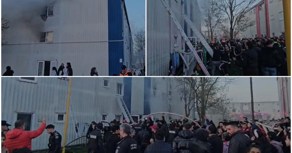 Incendiu în Constanța: 12 persoane, inclusiv 4 copii, la spital