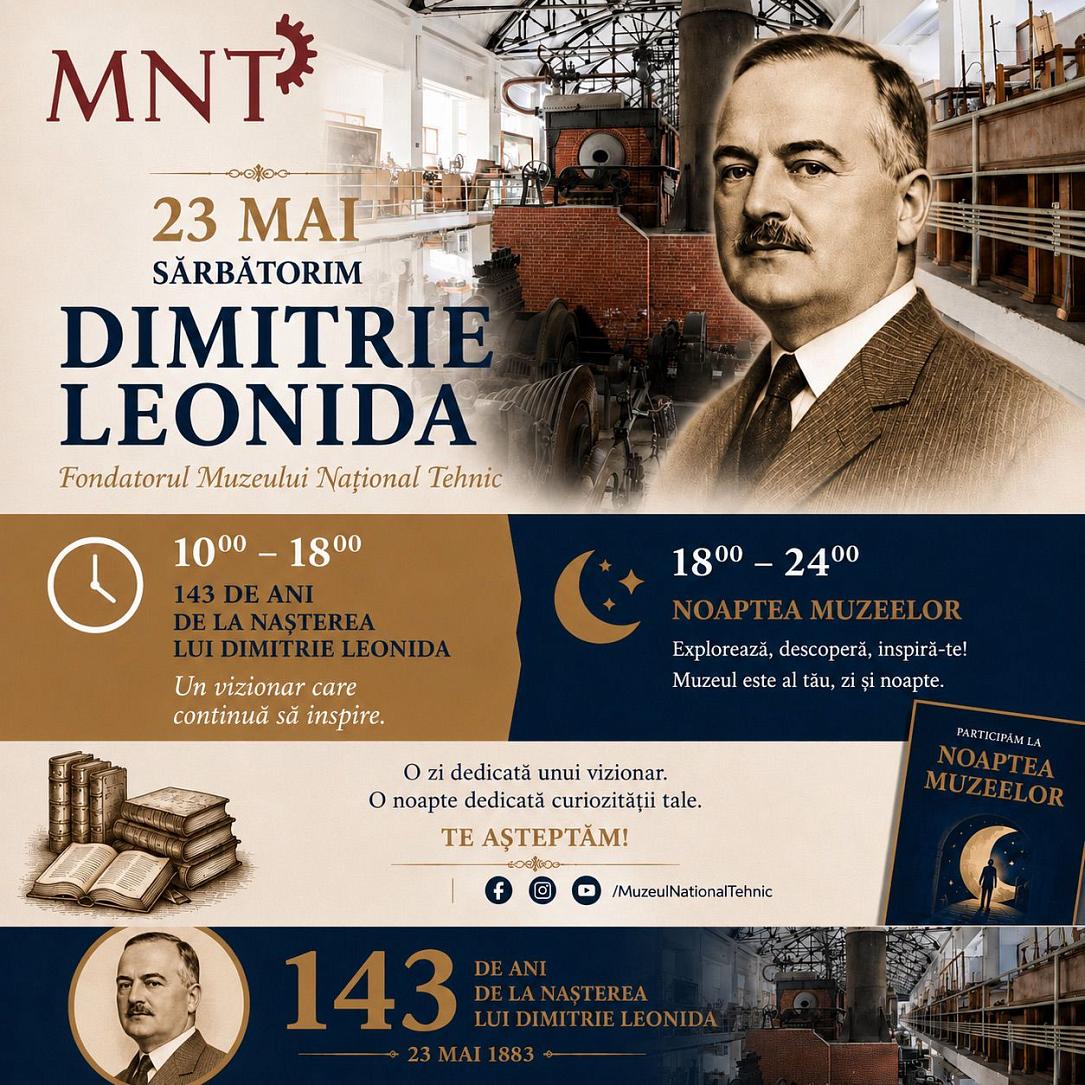Leonida, omagiat la Muzeul Tehnic. Noaptea Muzeelor, pe 23 mai