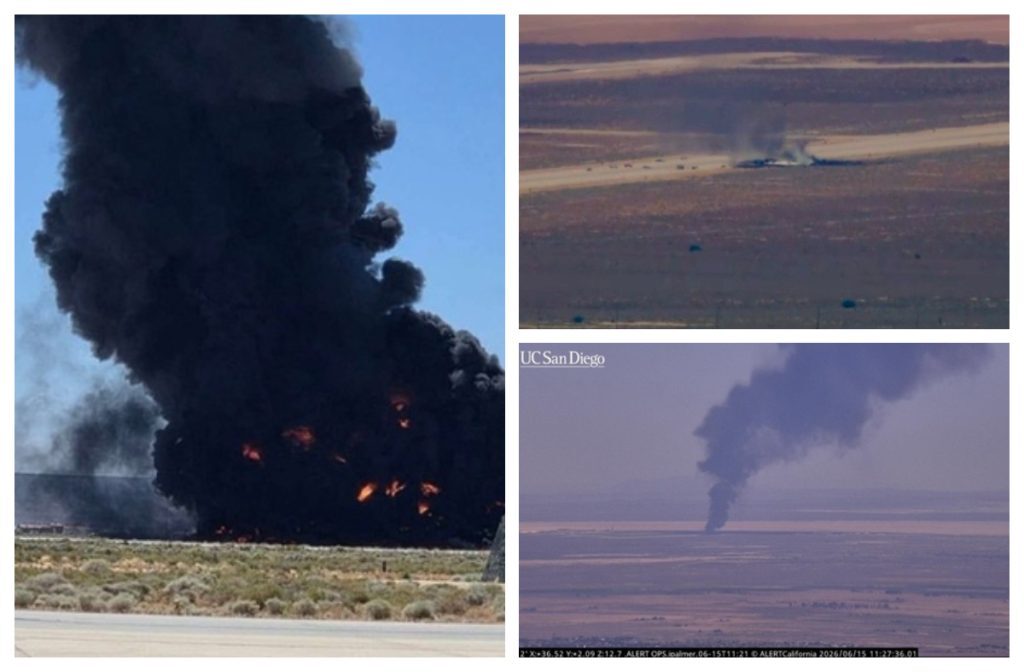 B52 prăbușit spectaculos în California. Ieșire calamitoasă de pe scenă
