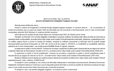 ANAF trimite notificări firmelor: „Achitați taxele acum!”