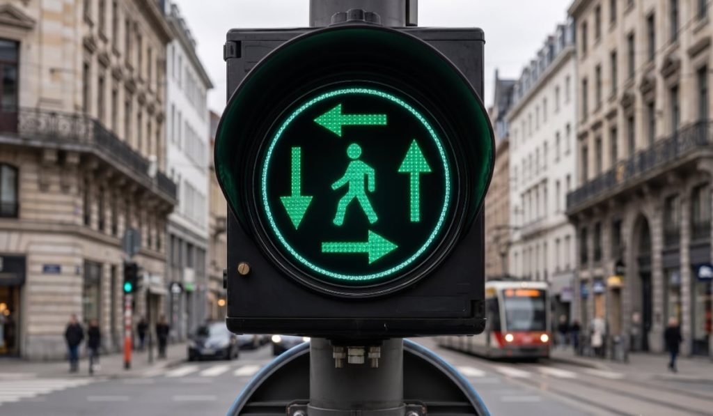 Semnificație secretă: Semaforul belgian cu săgeți verzi pentru pietoni