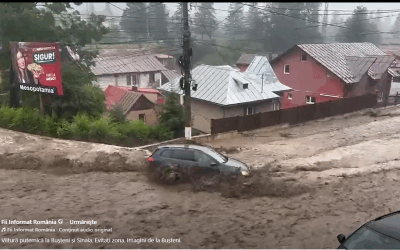 Bușteni: Viitura-n frâne, DN1 deschis! Pompierii salvează case