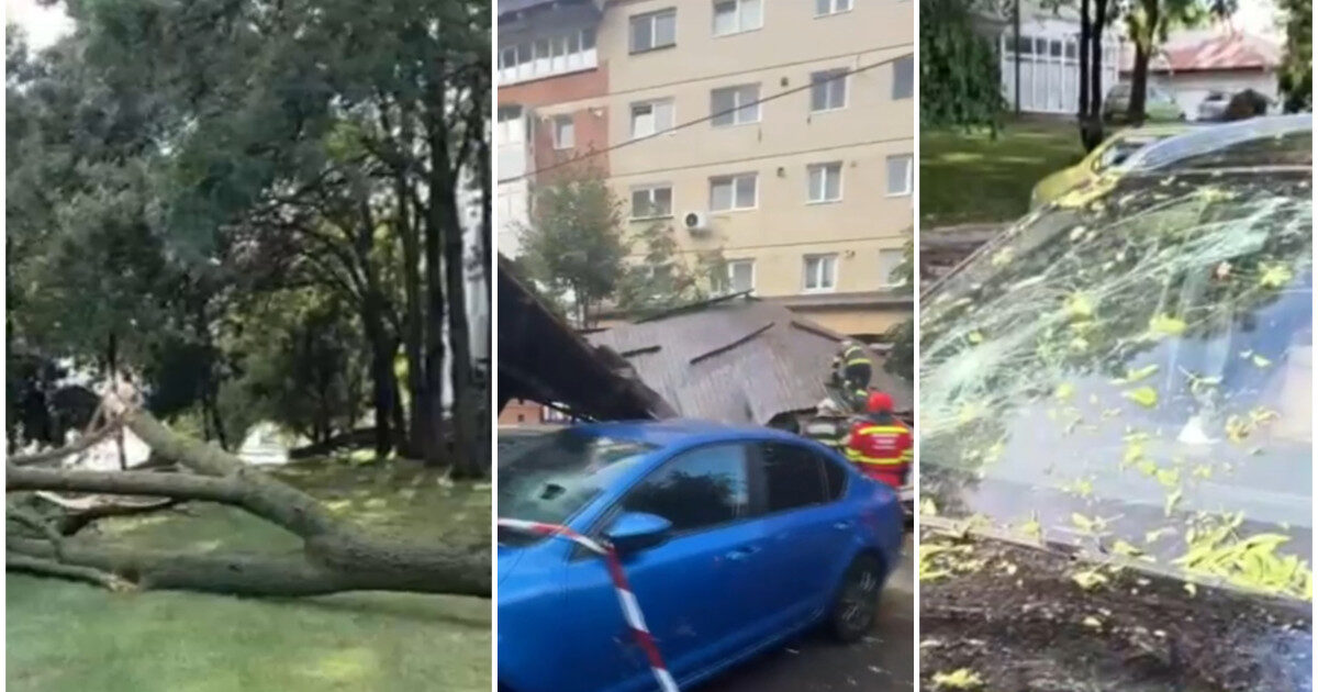 Furtună devastatoare: străzi inundate, mașini distruse