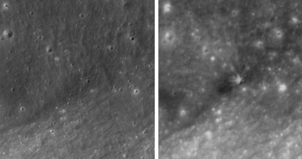 Nou crater pe Lună: Primele imagini cu impactul SpaceX