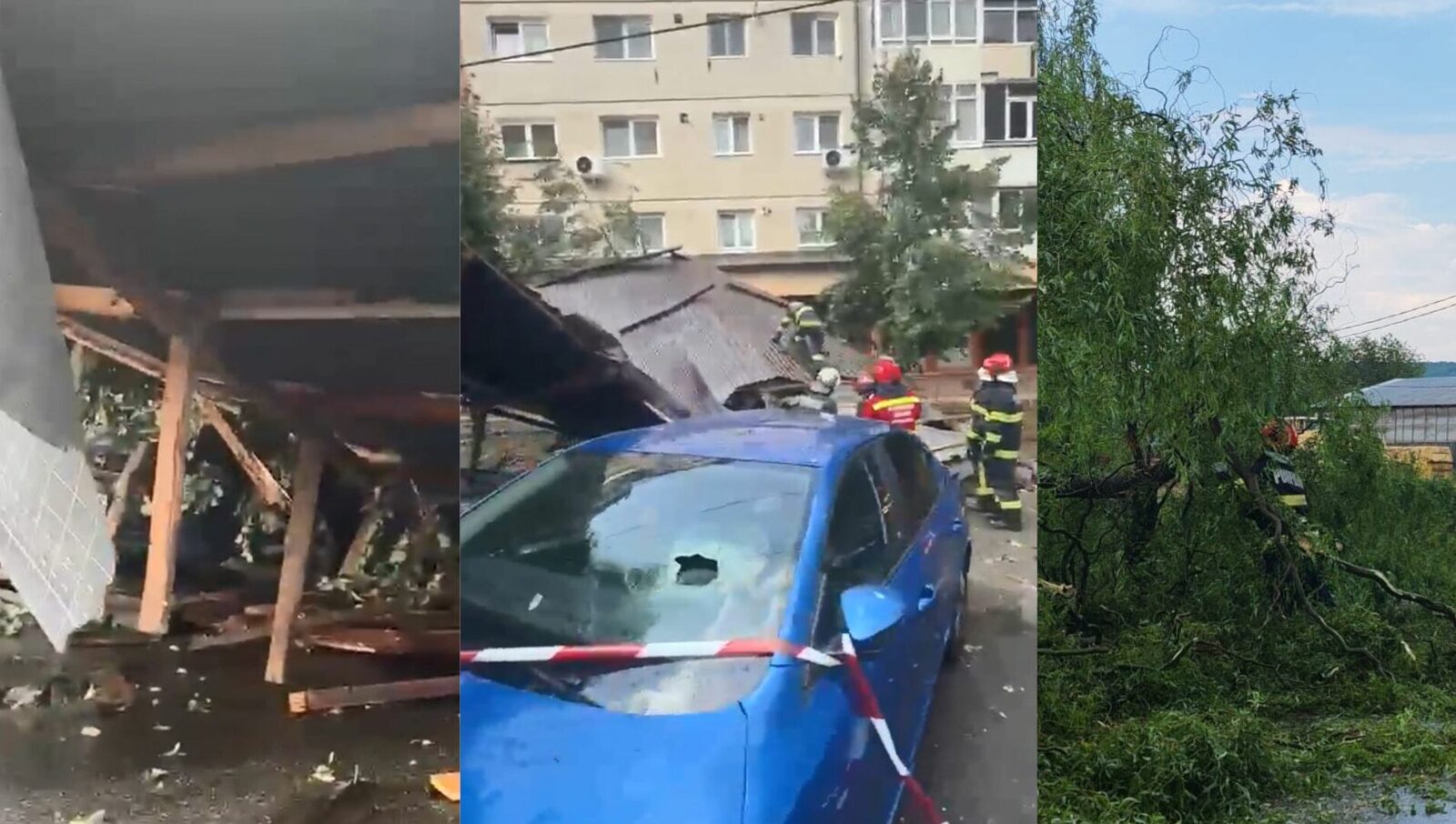 Vijelie peste țară: Acoperiș pe stradă în Sibiu, blocaj în Argeș