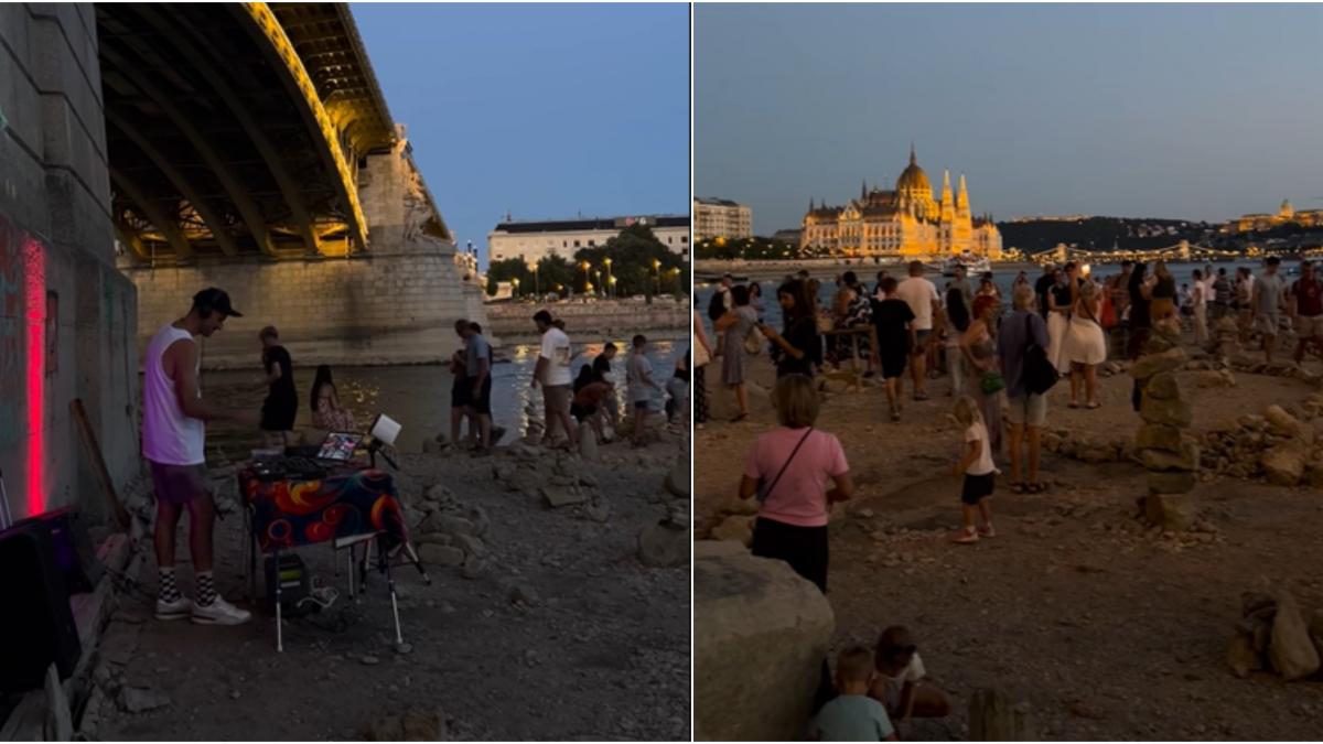 Budapesta: petrecere pe albia secată a Dunării