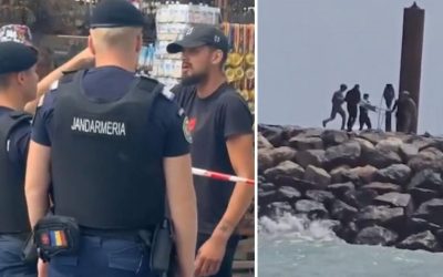 Turiști vs Jandarmi pe plajă. Interzis accesul lângă drona eșuată