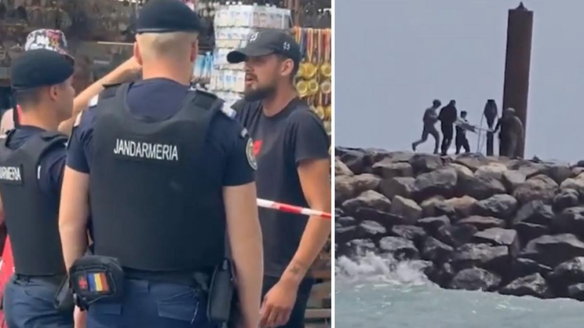 Turiști vs Jandarmi pe plajă. Interzis accesul lângă drona eșuată