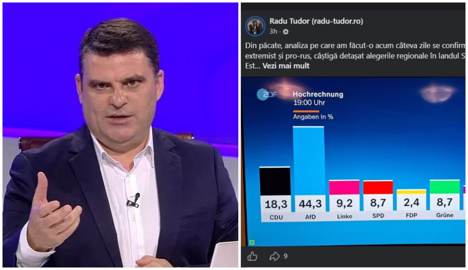 Radu Tudor acuză Rusia pentru victoria AfD în Germania